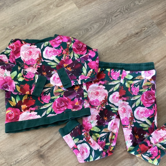 7Y Floral Girls Posh Peanut Sweatsuit Long Sleeve Top & Pants Flower Set - Picture 2 of 8